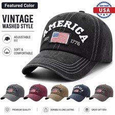 America EST 1776 3D Embroidered Baseball Cap ...