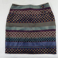 Maeve Anthropologie Audra Mini Skirt 6 Metallic Geometric Tribal Mixed Jewel