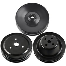 For Sbc Chevy 283 327 350 Black 23 Groove Power Steering Water Pump Pulley