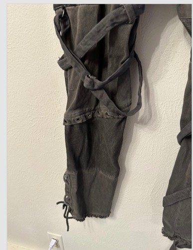 Darker Waves Unisex Distressed Strappy Cargo Pant size L skate goth punk grunge - Picture 8 of 9