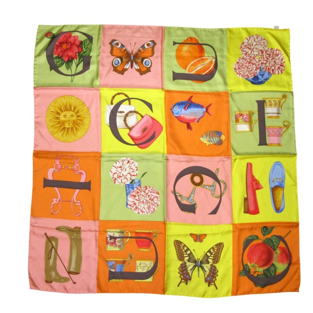 Gucci Tom Ford Era Patchwork Silk Scarf Multicolor Women Vintage Large