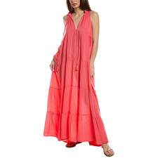 Vince Camuto X2837 Womens V-Neck Sleeveless Tiered Maxi Dress, Pop Coral, S