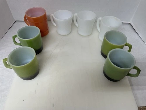Mixed Lot of 8, VTG Anchor Hocking, Fire King, Coffee Mugs