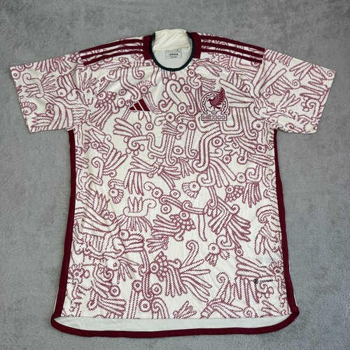 adidas Mexico 22 Away Authentic Jersey Mens XL White Maroon Aeroready Slim Fit