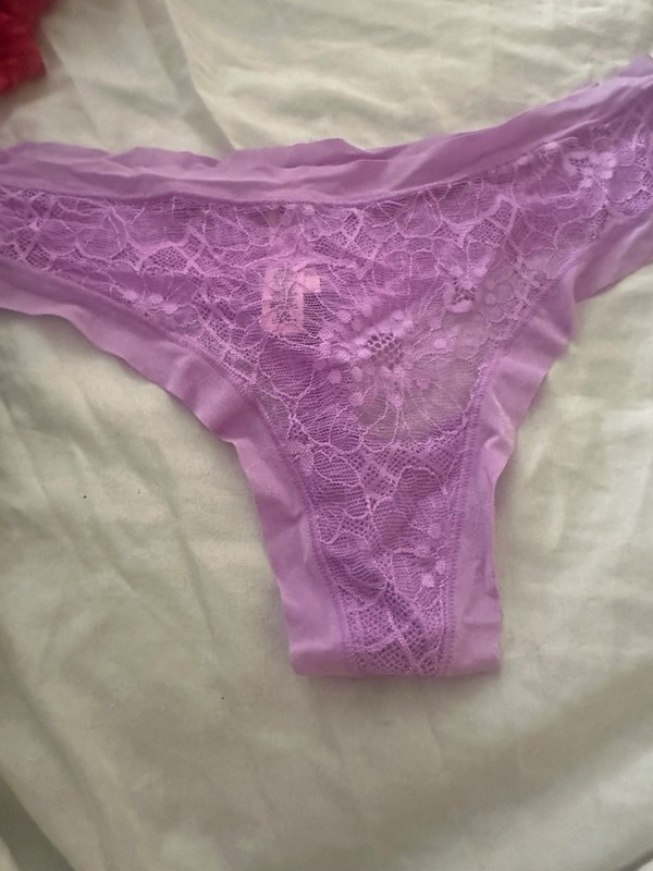 Victorias Secret Dream Angels Seamless Thong Lace Panty Lilac Size L New