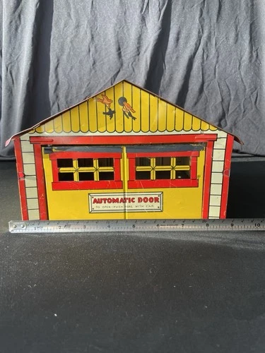 Vintage 1950s Marx 3266 Automatic Tin Litho Toy Garage Working Original