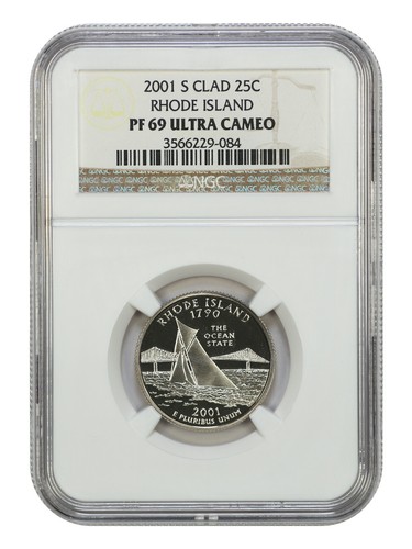 2001-S 25C Rhode Island NGC PR69DCAM (Clad) - Washington 50 States Quarters - Picture 1 of 2
