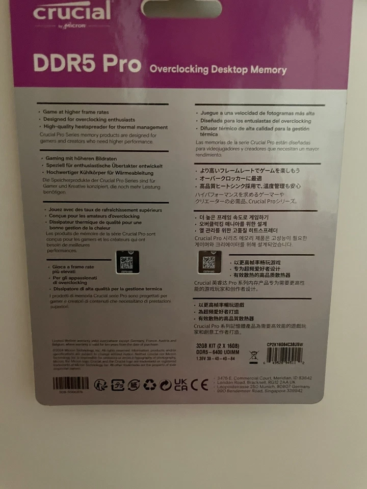 Crucial - Pro OC Gaming 32GB (2x16GB) DDR5 6400MHz C38 UDIMM Intel XMP 3.0 & ... - Image 3 of 3