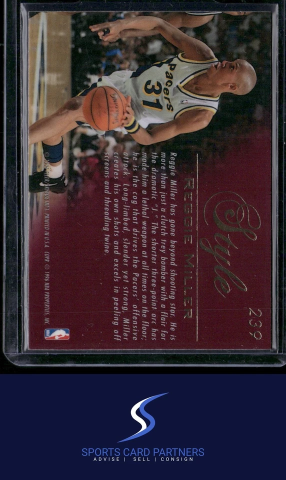 Reggie Miller 1995-96 Flair #239 Indiana Pacers - Image 2 of 2