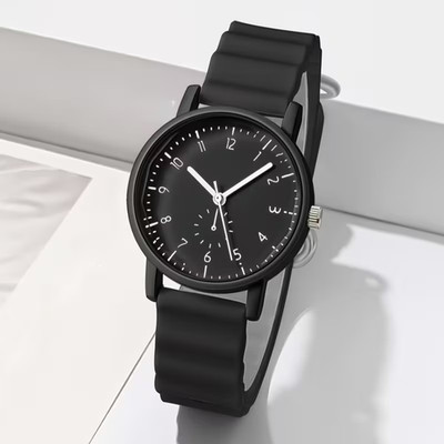 Quartz Watch Macaroon Color Casual Round Analog Pointers Black