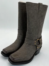 Frye and Co. Lorrie Stacked Women's Size 7 Gray Motorcycle Boots NIB