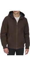 Levis Mens Workwear Hooded Cotton Canvas Bomber Jacket Dark Brown Size XL New