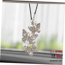Bling Butterfly Diamond Car Hanging Accessories, Crystal Rear View Sliver