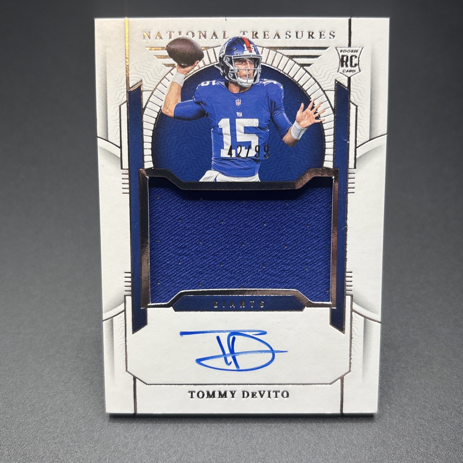2023 Panini National Treasures - Rookie Patch Autographs Tommy DeVito #200 /99