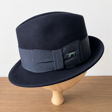 Vintage Adam New York Fedora Hat Mens 7 Black Felt Aqua Shed Premier Quality