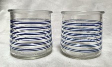 Set of 2 Oui Yogurt Limited Edition Striped 5oz Single Serving Glass Jars Used