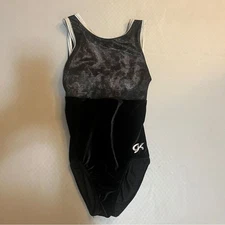 GK gymnastics Adult Medium Leotard black and silver