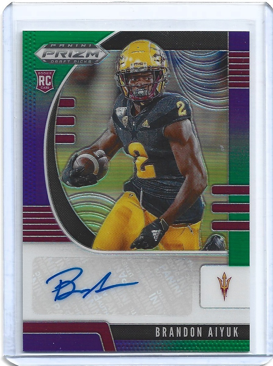 2020 Panini Prizm Draft Picks Brandon Aiyuk Purple & Green Auto RC #ed 116/199