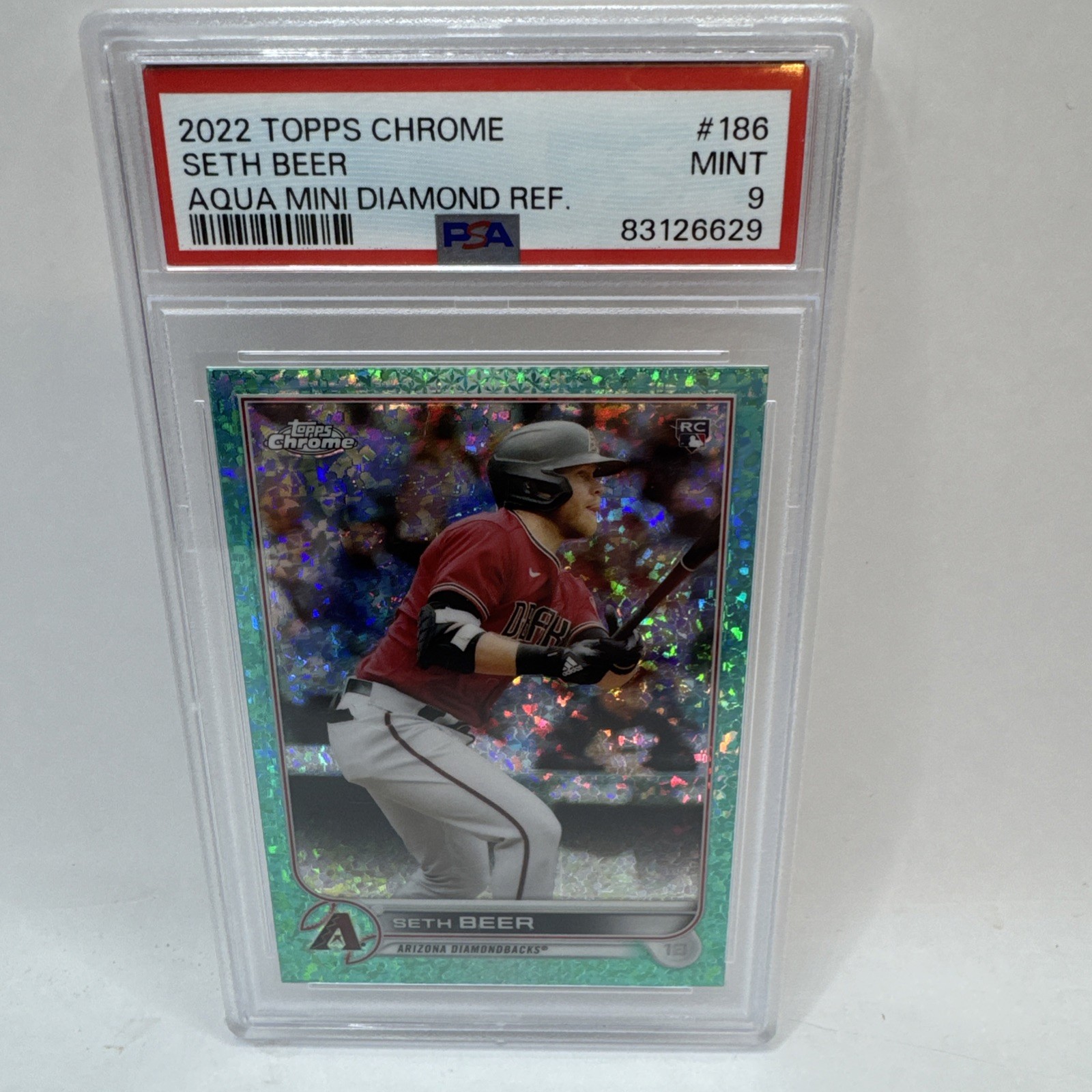2022 Topps Chrome #186 Seth Beer Aqua Mini-Diamond Refractor RC #/199 SN