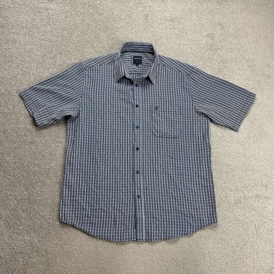 JAMES PRINGLE Herren Hemd Shirt Gr L Logo Kariert Kurzarm Relaxed Fit 15411 Blau