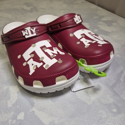 Crocs Texas A&M Aggies NCAA Classic Clogs Slip On Maroon White Logo M 10 W 12