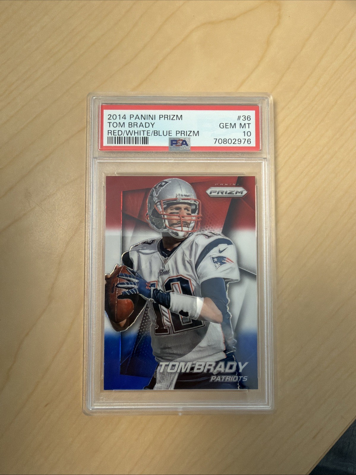 2014 Panini Prizm Tom Brady Red White & Blue PSA 10 #36