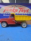 Vintage 1967 TONKA Generic mechanical Dump Truck pressed steel toy Red Yellow