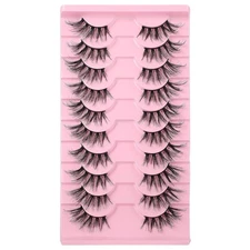 Half Lashes Natural Look False Eyelashes Wispy Cat-Eye Like Black 