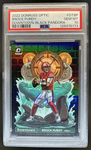 2022 Panini Donruss Optic Brock Purdy Downtown SSP RC Black Pandora #/25 PSA 10