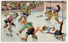 Mainzer - Eugen Hartung Cats Postcard 4772 - Copyright Kunzli - Ice Hockey Match