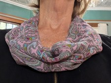 Vintage MCM Infinity Scarf Silk Neck Cowl MCM Paisley 70s Lavender