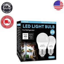 LED Refrigerator Light Bulbs 2-Pack, 5000K Daylight White, E26 Energy Efficient