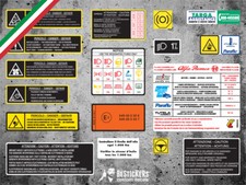 Adesivi labels restauro ALFA 156 vano motore 1.8 2.0 ts JTS 2.5 3.2  v6 gta REST