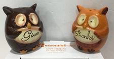 Owl Salt & Pepper Shakers Fall Thanksgiving Decor  Essential Home Give Thanks
