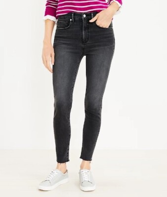 Loft Fresh Cut High Rise Skinny Jeans in Black Grey Size 31 EUC