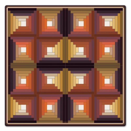LOG CABIN 2 QUILT BLOCK PATTERN 24" SQUARE HEAVY DUTY USA MADE DECOR METAL SIGN - Picture 1 of 1