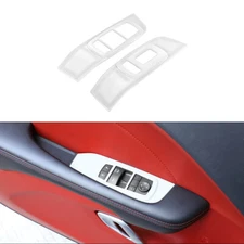 2x Car Inner Window Lift Switch Panel Trim Decor For Dodge Challenger 15+ White