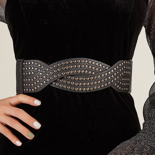 Frauen Nieten Elastisches Korsett Breiter Gürtel Kleid Mantel Anzug Hemd K - Bild 6 von 14