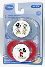 Two Pacifiers Disney Baby Pink Blue First Years Mickey Mouse Pluto 2009