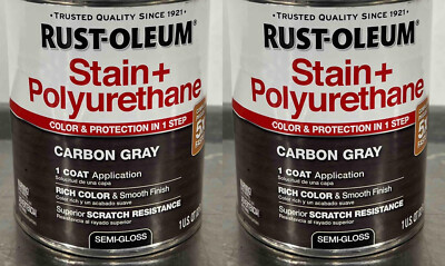 Rustoleum Stain + Polyurethane Carbon Gray Semi Gloss 1 Quart 2 Pack FREE SHIP