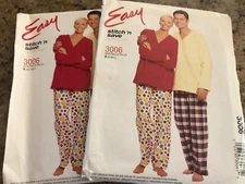 🌼 McCALL'S #3006-ADULT LOUNGE/SLEEP WEAR-TOPS & BOTTOMS PATTERN S-L / XL-XXL FF