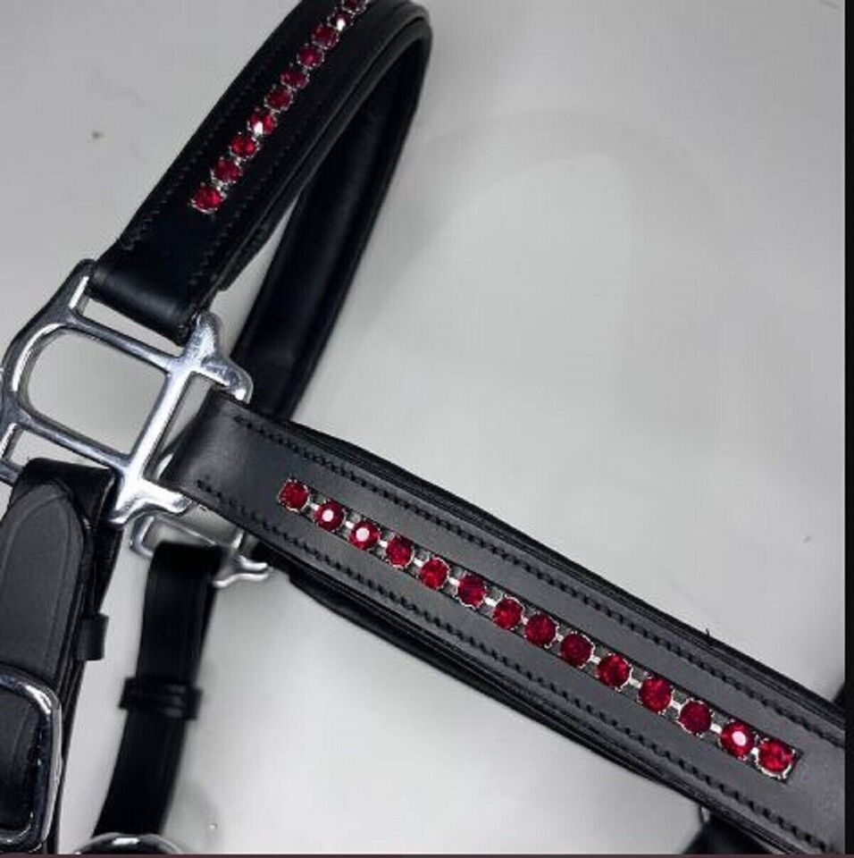 Emerald Green Diamanté Crystal Leather Horse Cob Pony Padded