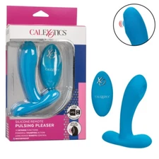 Silicone Pulsing Pleaser W/remote Blue Cal Exotics
