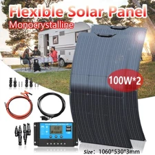 2*100w 200w Flexible Portable Solar Panel Kit for Home/Caravan/RV/Boat