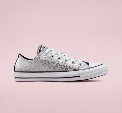 Converse Chuck Taylor All Star Authentic Glam Shoes Silver Animal Print |  eBay