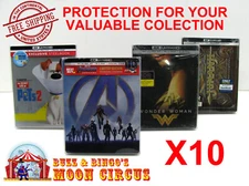 10x 4K UHD STEELBOOK WITH J-CARD (SIZE 4K4) -CLEAR PLASTIC BOX PROTECTORS SLEEVE
