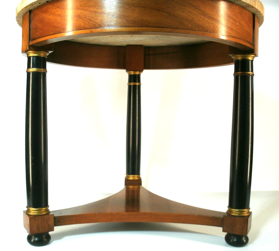 Винтажный приставной столик из французского ореха с итальянским травертиновым верхом от Heritage - Изображение 3 из 4