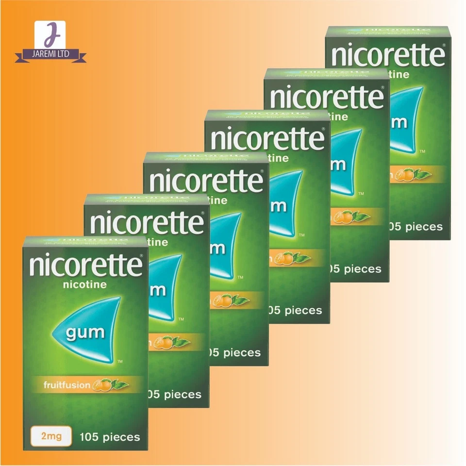 Nicorette Gum 2mg FRUITFUSION Suger Free 105pieces-PACK OF 6 - Image 4 of 4