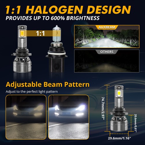 AUXBEAM Canbus 9006 LED Headlight Conversion KIT Low Beam Bulb 28000LM White 1:1 - Picture 8 of 12