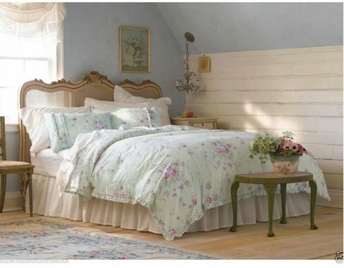 Rachel Simply Shabby Chic BRAMBLE Green Pink Floral Ruffled Duvet Set - King - 第 13/13 張圖片